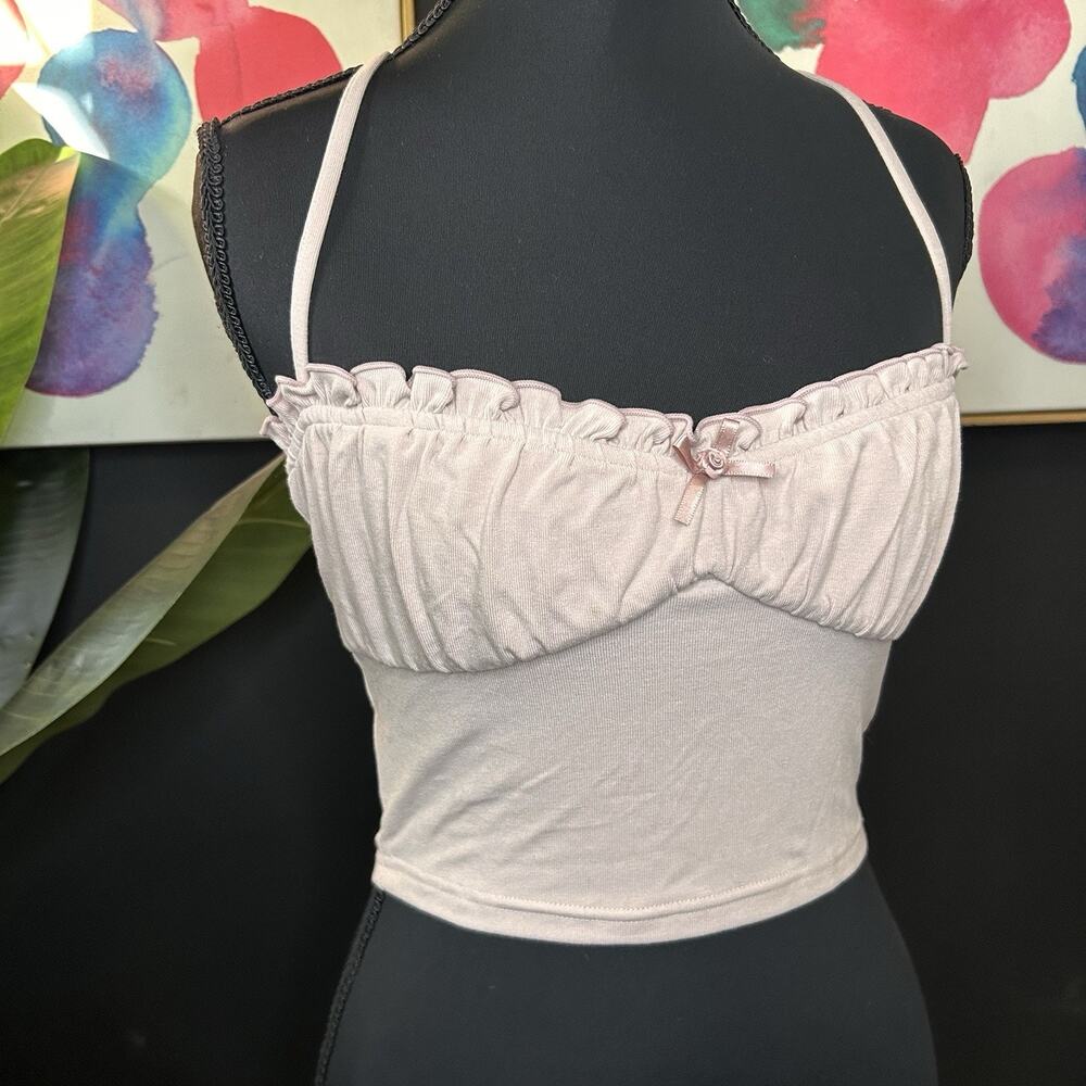Lacemade pink ruffle crop top with straps #festival #raver